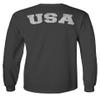 0088. Vintage American Flag United States USA Fonts Graphic 4th of July Memorial Military Patriotic Style Men's Long Sleeve t Shirt (Characol, X-Large) view 3