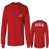 0088. Vintage American Flag United States USA Fonts Graphic 4th of July Memorial Military Patriotic Style Men's Long Sleeve t Shirt (Red, X-Large) view 1