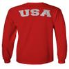 0088. Vintage American Flag United States USA Fonts Graphic 4th of July Memorial Military Patriotic Style Men's Long Sleeve t Shirt (Red, X-Large) view 3