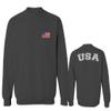 0088. Vintage American Flag United States USA Fonts Graphic 4th of July Memorial Military Patriotic Style Men's Crewneck Sweatshirt (Characol Small) Charcoal view 1