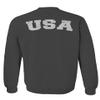 0088. Vintage American Flag United States USA Fonts Graphic 4th of July Memorial Military Patriotic Style Men's Crewneck Sweatshirt (Characol Small) Charcoal view 3