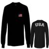 0088. Vintage American Flag United States USA Fonts Graphic 4th of July Memorial Military Patriotic Style Men's Long Sleeve t Shirt (Black, 2X Large) view 1