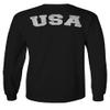 0088. Vintage American Flag United States USA Fonts Graphic 4th of July Memorial Military Patriotic Style Men's Long Sleeve t Shirt (Black, 2X Large) view 3