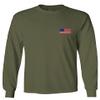 0088. Vintage American Flag United States USA Fonts Graphic 4th of July Memorial Military Patriotic Style Men's Long Sleeve t Shirt (Olive, Medium) view 2
