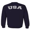 0088. Vintage American Flag United States USA Fonts Graphic 4th of July Memorial Military Patriotic Style Men's Crewneck Sweatshirt (Navy Small) view 3