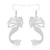 10K Gold Classic Copper Mermaid Dangle Earrings for Women (silver) view 1