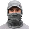 30% Wool Winter Beanie w/Visor & Earflaps for Men Outdoor Fleece Hat Scarf Set view 2