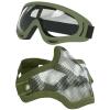 Aoutacc Airsoft Half Face Mask Steel Mesh and Goggles Set, Tactical Masks Protection Gear for Paintball BBS CS Nerf Game Cosplay Halloween Costume Accessories (ArmyGreen) view 1