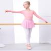 Daydance Pink Girl's Ballet Sweater Cropped Pullover V-Neck Dance Tops Warm Up for Leotards, Long Sleeve view 2