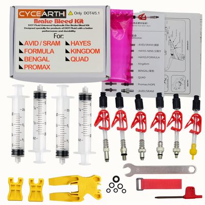 CYCEARTH Bicycle Brake DOT Oil Bleed Kit for Avid Sram Code 5 Code R Juicy Ultimate Elixir Formula Hayes Bngal Hope Quad Hydraulic Disc Tools
