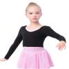 Daydance Black Girl's Ballet Sweater Cropped Pullover V-Neck Dance Tops Warm Up for Leotards, Long Sleeve view 1