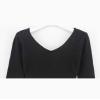 Daydance Black Girl's Ballet Sweater Cropped Pullover V-Neck Dance Tops Warm Up for Leotards, Long Sleeve view 4