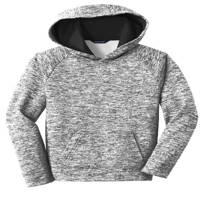 SPORT-TEK Youth PosiCharge Electric Heather Fleece Hooded Pullover, Black Electric, X-Large