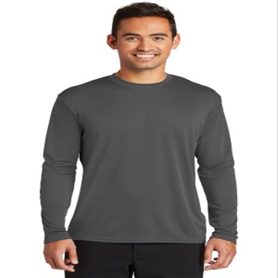 Port & Company Performance Long Sleeve Tee | UPF 50 Athletic Workout Clothing for Spring & Summer | PC380LS, Charcoal, 4X-Large