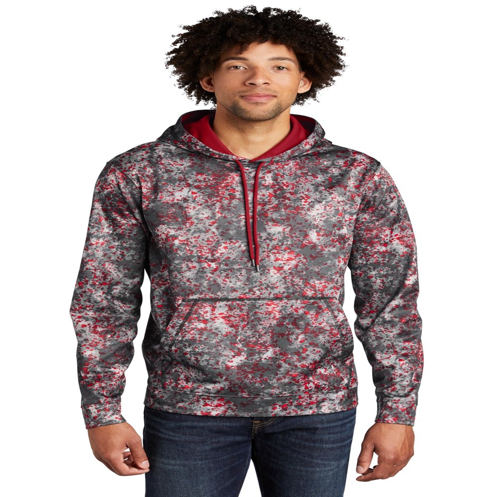 SPORT-TEK Unisex Sport-Wick Mineral Freeze Fleece Hooded Pullover, Deep Red, X-Small
