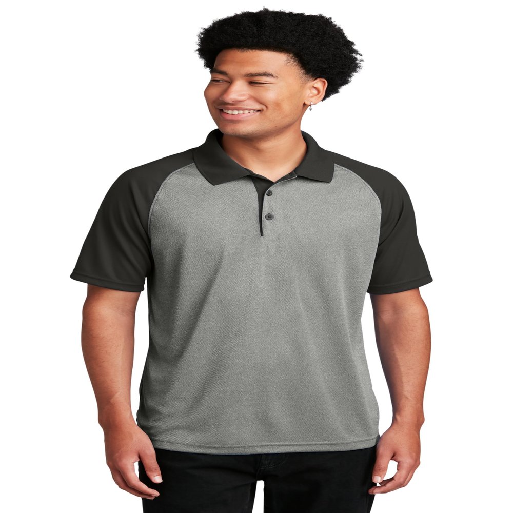 SPORT-TEK Unisex PosiCharge RacerMesh Raglan Heather Block Polo