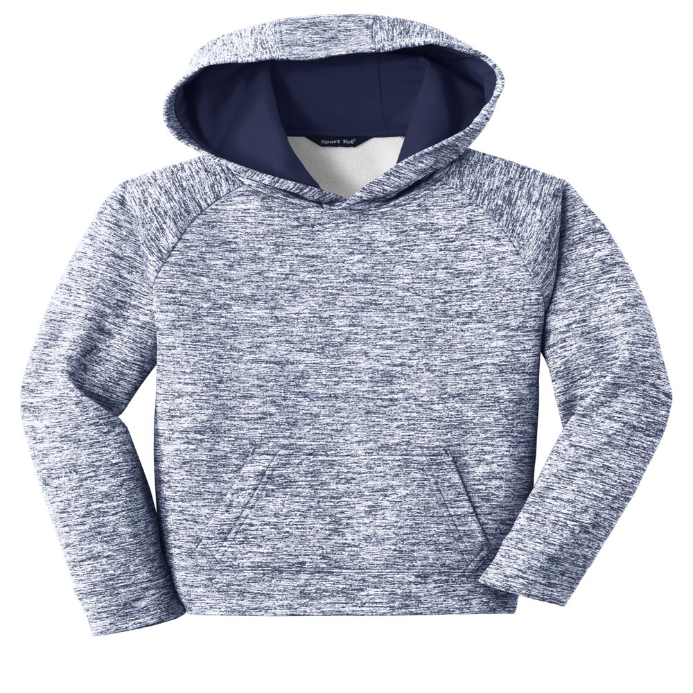 SPORT-TEK Youth PosiCharge Electric Heather Fleece Hooded Pullover, True Navy Electric, Medium