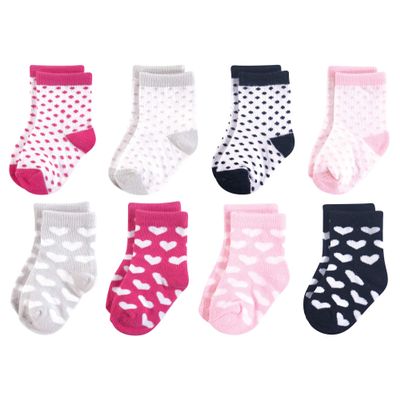 Luvable Friends Unisex Baby Fun Essential Socks, Hearts Black Pink, 12-24 Months