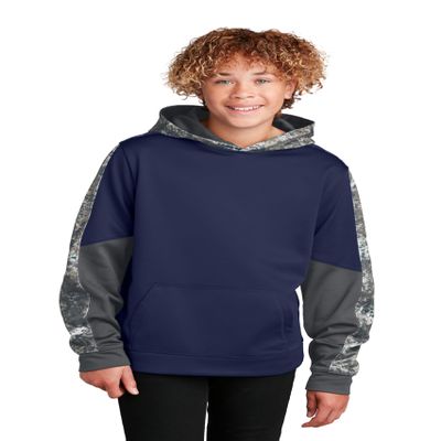 SPORT-TEK Youth Sport-Wick Mineral Freeze Fleece Colorblock Hooded Pullover | Lightweight Athletic Hooded Sweatshirt for Kids