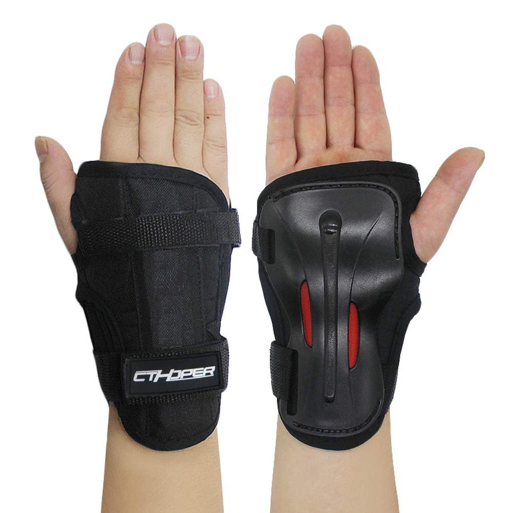 CTHOPER Long Damping Non-Slip Anti-Fall Wrist Guards Protective Gear for Roller Skating Skating Skiing Skateboard Snowboard Cycling Bicycle Scooter (M)