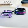 His Hers Wedding Ring Sets Couples Matching Rings Women's 18k Black Gold Filled Violet CZ Wedding Engagement Ring Bridal Sets & Men's Tungsten Carbide Wedding Band view 2