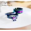 His Hers Wedding Ring Sets Couples Matching Rings Women's 18k Black Gold Filled Violet CZ Wedding Engagement Ring Bridal Sets & Men's Tungsten Carbide Wedding Band view 4