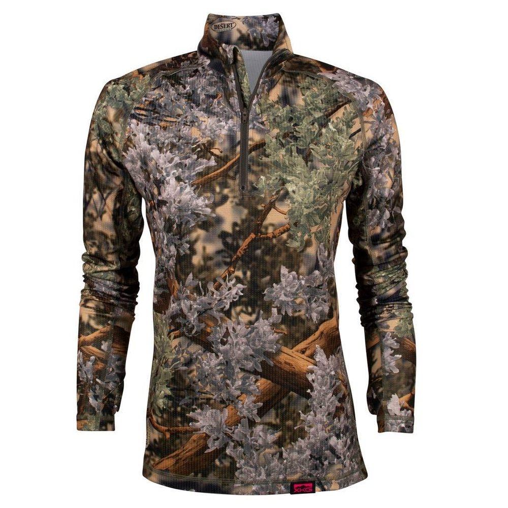 King's Camo Women's XKG Elevation 1/4 Zip Long Sleeve Tee, Desert Shadow, Medium
