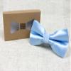 Spring Notion Men's Solid Color Satin Microfiber Bow Tie and Hankerchief Set Light Blue view 3
