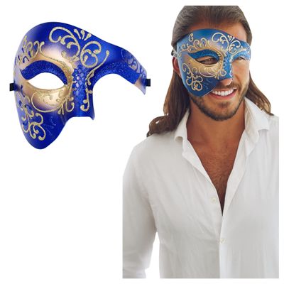 Half Face Masquerade Mask For Men Phantom Of The Opera Mask for Masquerade Party, Venetian Party, Mardi Gras, Halloween & Cosplay