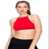 Kurve High Neck Bralette, UV Protective Fabric UPF 50+ (Made with Love in The USA), Red, Medium/Large view 1