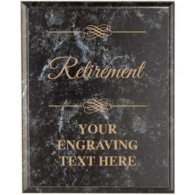 Crown Awards Corporate Employee Recognition Plaques - 9 x 12 Retirement Black Marbleized Recognition Trophy Plaque Award Prime