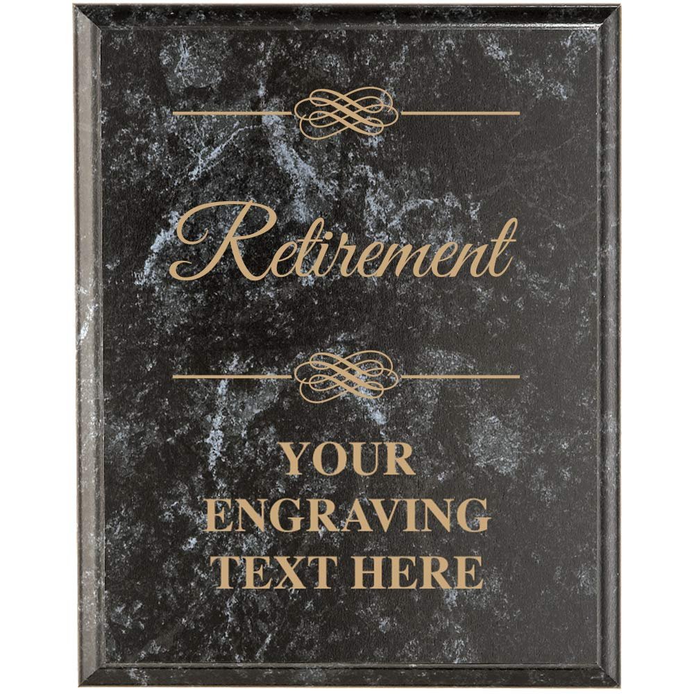 Crown Awards Corporate Employee Recognition Plaques - 9 x 12 Retirement Black Marbleized Recognition Trophy Plaque Award Prime