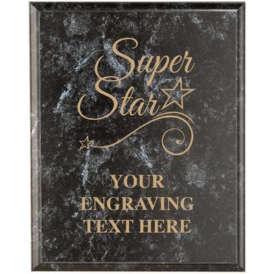 Crown Awards Corporate Appreciation Plaques - 9 x 12 Super Star Black Marbleized Recognition Trophy Plaque Award Prime