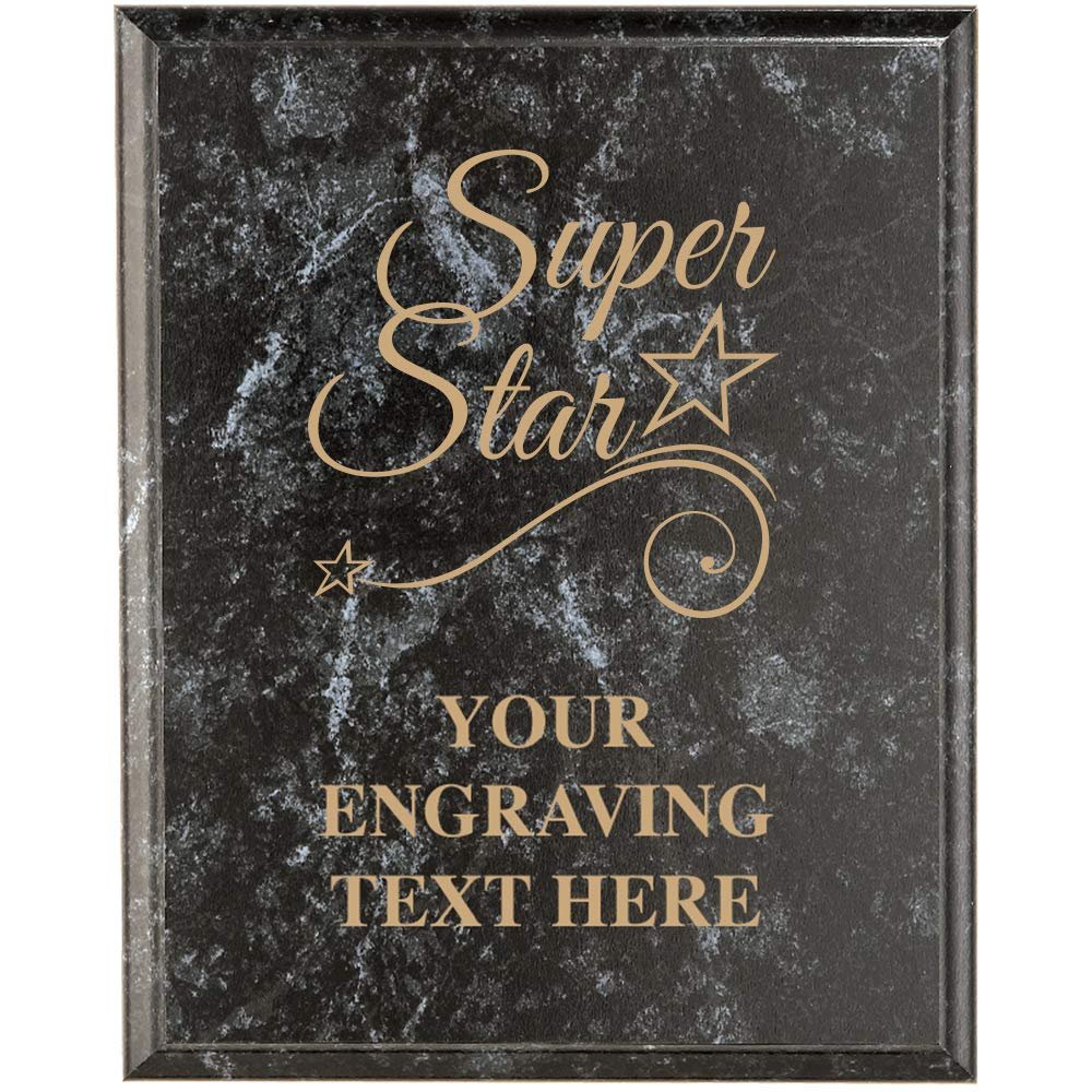 Crown Awards Corporate Appreciation Plaques - 9 x 12 Super Star Black Marbleized Recognition Trophy Plaque Award Prime