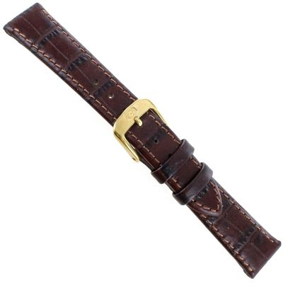 14mm Di Modell Brown Bali Louisiana Alligator Pattern On Calfskin Watch Band XS