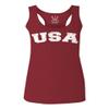 0089. Vintage Graphic USA Fonts American United States of America Military Patriotic Style Women's Tank Top Racerback (Maroon, Large) view 1