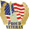 1" Proud Veteran Pin - Gold Veterans Lapel Pins 50 Pack view 1