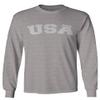 0089. Vintage Graphic USA Fonts American United States of America Military Patriotic Style Men's Long Sleeve t Shirt (Light Gray Small) view 1