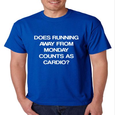 ALLNTRENDS Men's T Shirt Does Running from Monday Counts As Cardio Funny Tshirt (2XL, Royal Blue)