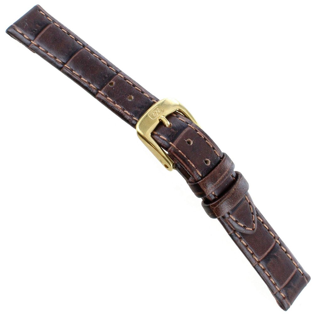 12mm Di Modell Brown Bali Louisiana Alligator Pattern On Calfskin Watch Band XS
