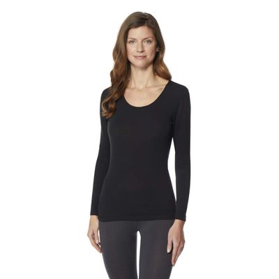 Womens Heat Plus Baselayer Top, Black, Small