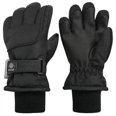 N'Ice Caps Kids Waterproof Winter Thinsulate Warm Gloves (Black - 100 Gram Thinsulate, 5-6 Years)