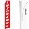 MWS Insurance Red/White Swooper Flag & 16ft Flagpole Kit/Ground Spike view 1