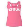 0089. Vintage Graphic USA Fonts American United States of America Military Patriotic Style Women's Tank Top Racerback (Pink Small) view 1