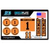 JRS Decals Baseball Softball Player Bat Knob and Helmet Decal Kit - Complete ID Set with Name and Numbers (Orange) view 1