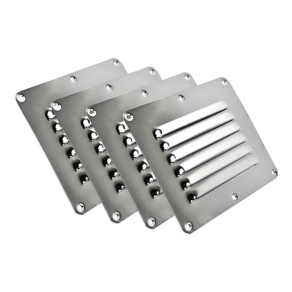 MARINE CITY Rectangle Stamped Louvered Vent Durable 304 Stainless Steel, Mirror Finish, Easy to Install, 5 x 4-1/2 Inches, Ideal for Boats, Yachts, Ships & Caravans (Pack of 4)