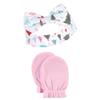 Hudson Baby Unisex Baby Cotton Headband and Scratch Mitten Set, Sparkle Trees, 0-6 Months view 2