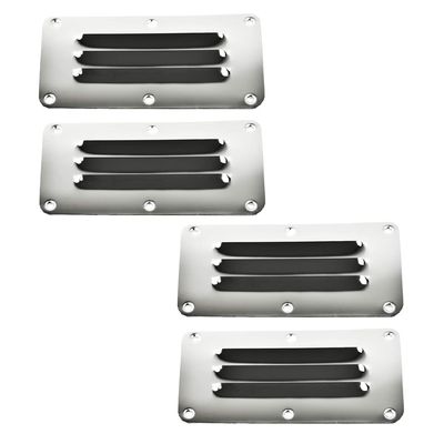 MARINE CITY 304 Stainless Steel Rectangular Stamped Louvered vent | Air Grill Cabin Cover Ventilation | 2-1/2 5 Inches | Ideal for Marine, Boat, Hardware Fitting Accessories (4 Pcs)