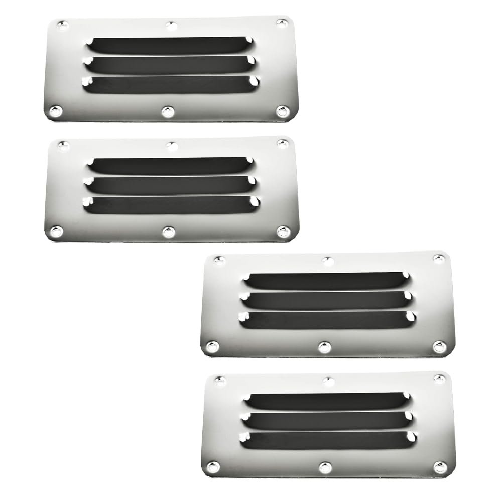 MARINE CITY 304 Stainless Steel Rectangular Stamped Louvered vent | Air Grill Cabin Cover Ventilation | 2-1/2 5 Inches | Ideal for Marine, Boat, Hardware Fitting Accessories (4 Pcs)
