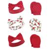 Hudson Baby Unisex Baby Cotton Headband and Scratch Mitten Set, Holly, 0-6 Months view 1
